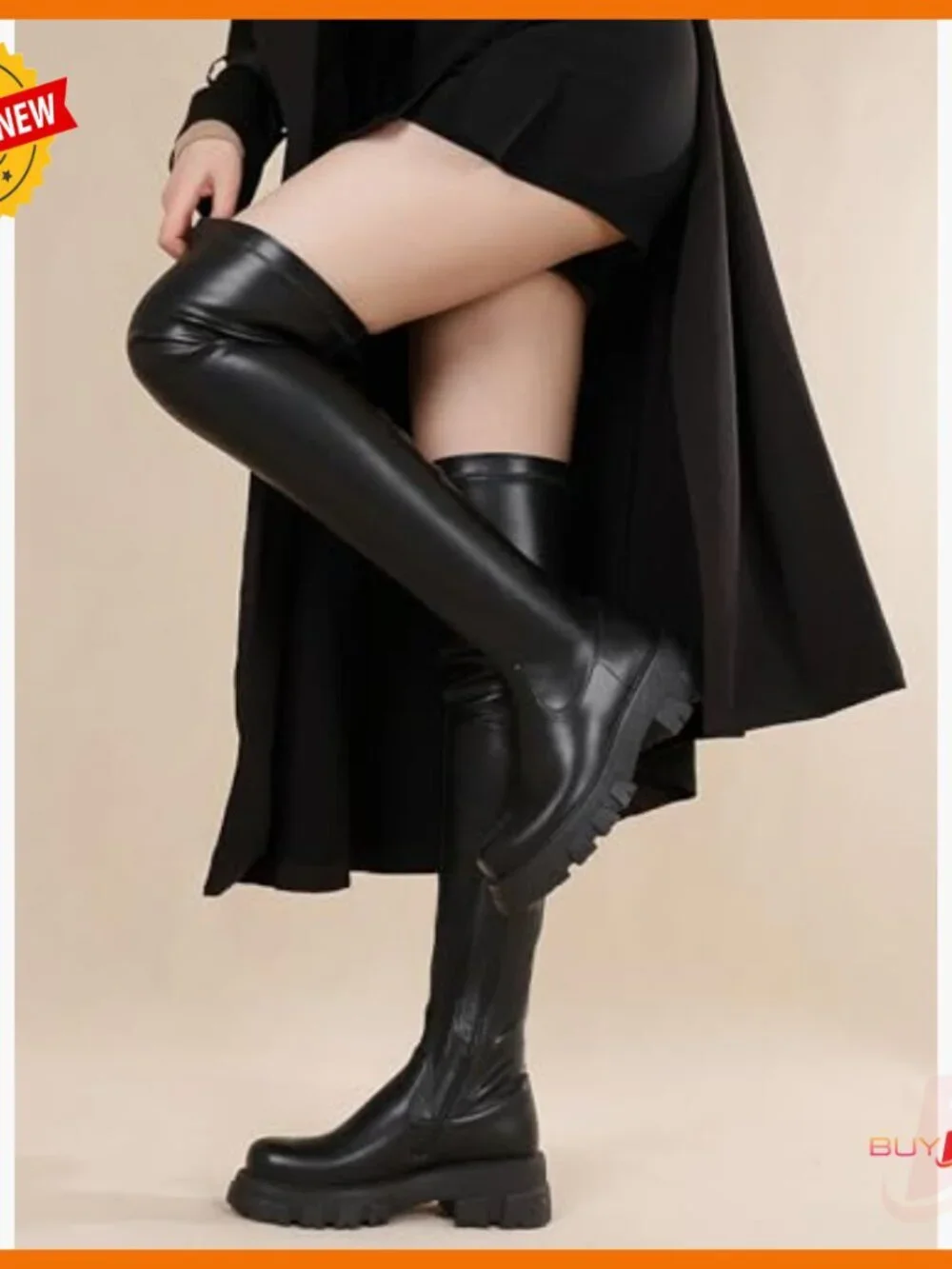 Stretch Over The Knee Boots Platform Lug Sole Women's Size 6-11